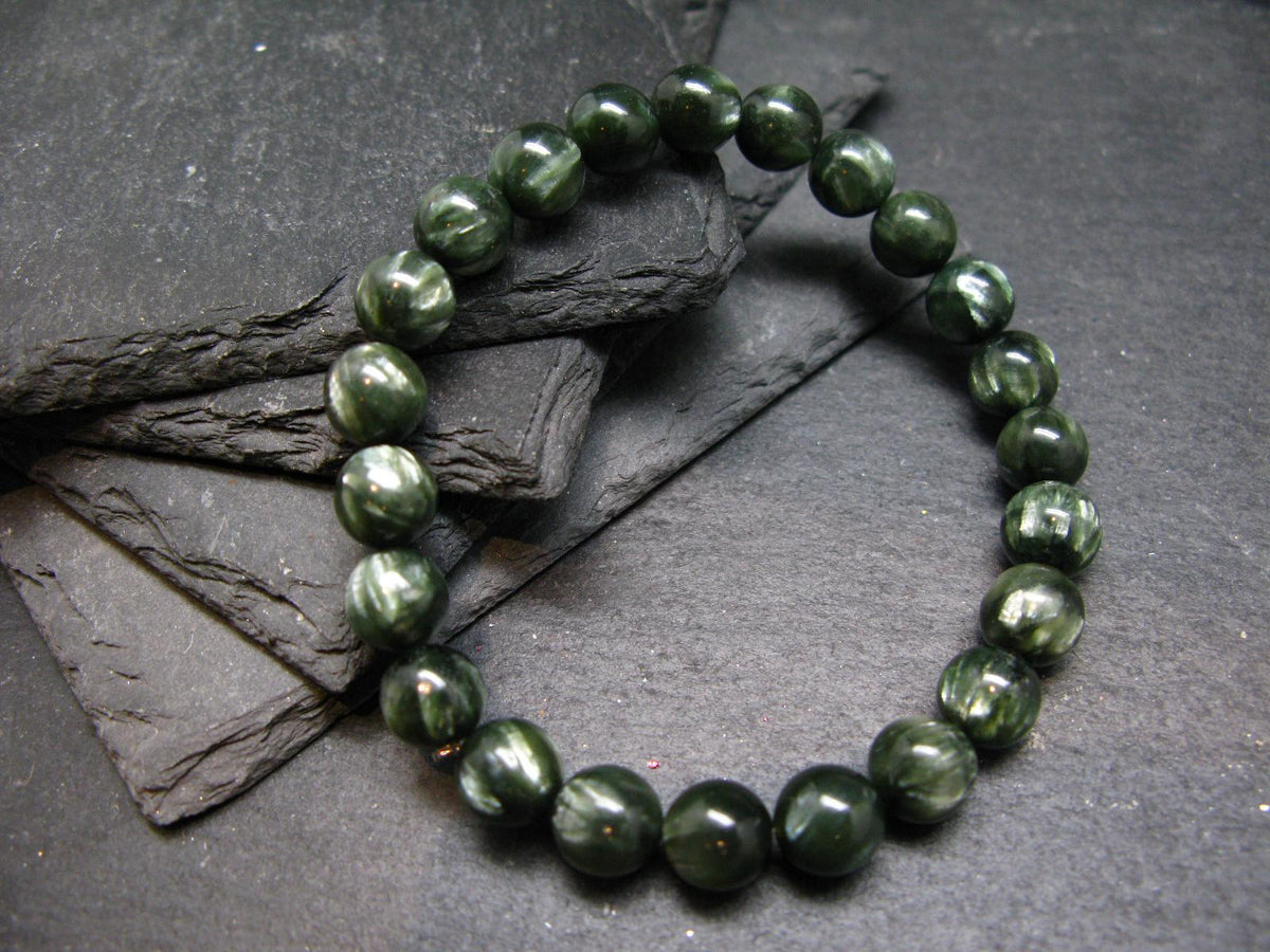 AAA Grade Seraphinite Clinochlore Genuine Bracelet ~ 7 Inches ~ 8mm Round Beads