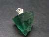 Rare!! Emerald Green Fluorite Crystal Silver Pendant From UK - 3.84 Grams - 0.8"