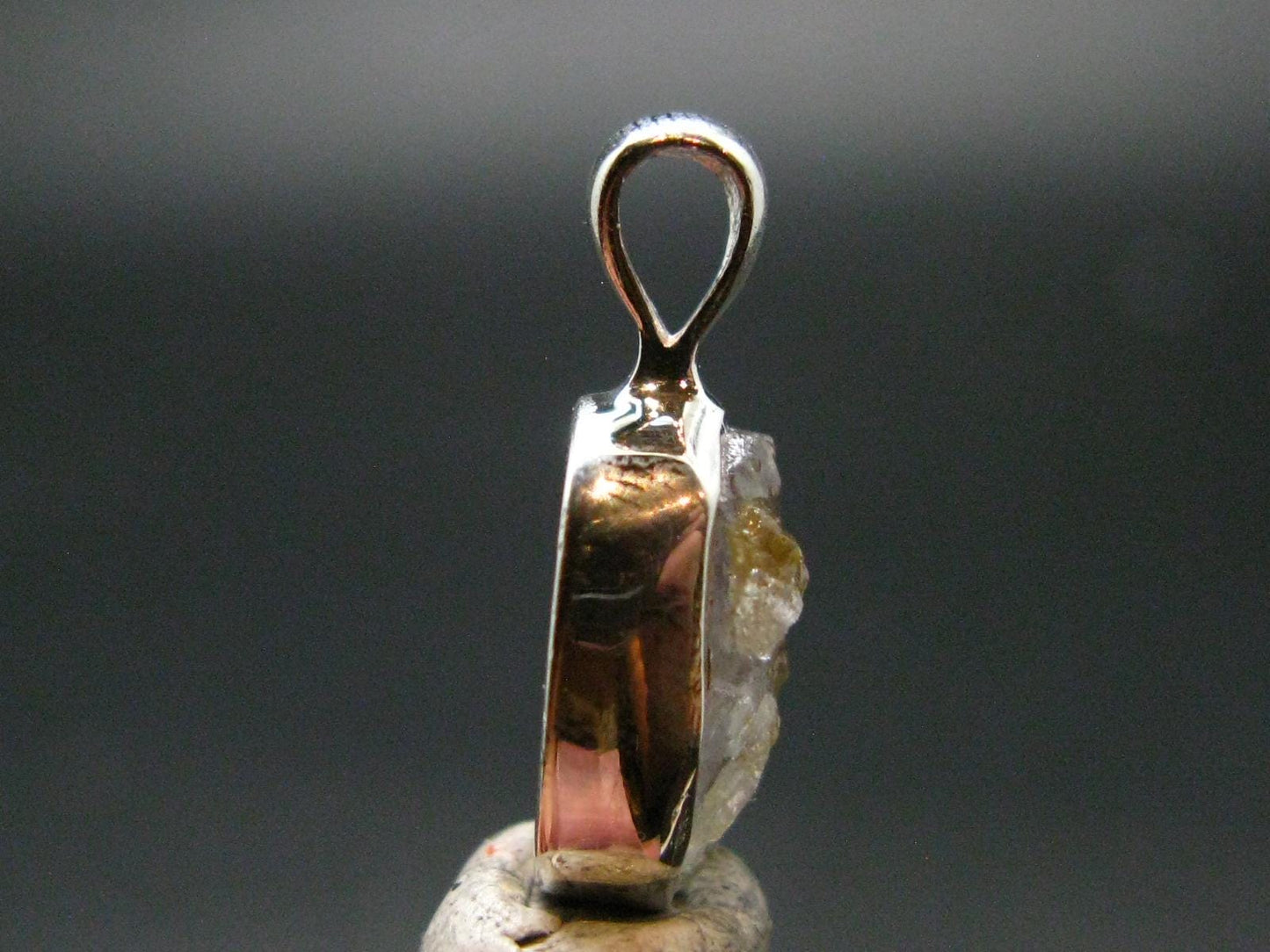 Gray Herderite Silver Pendant from Africa - 0.7" - 1.18 Grams