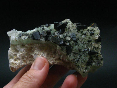 Babingtonite with Quartz Cluster From China - 3.6"