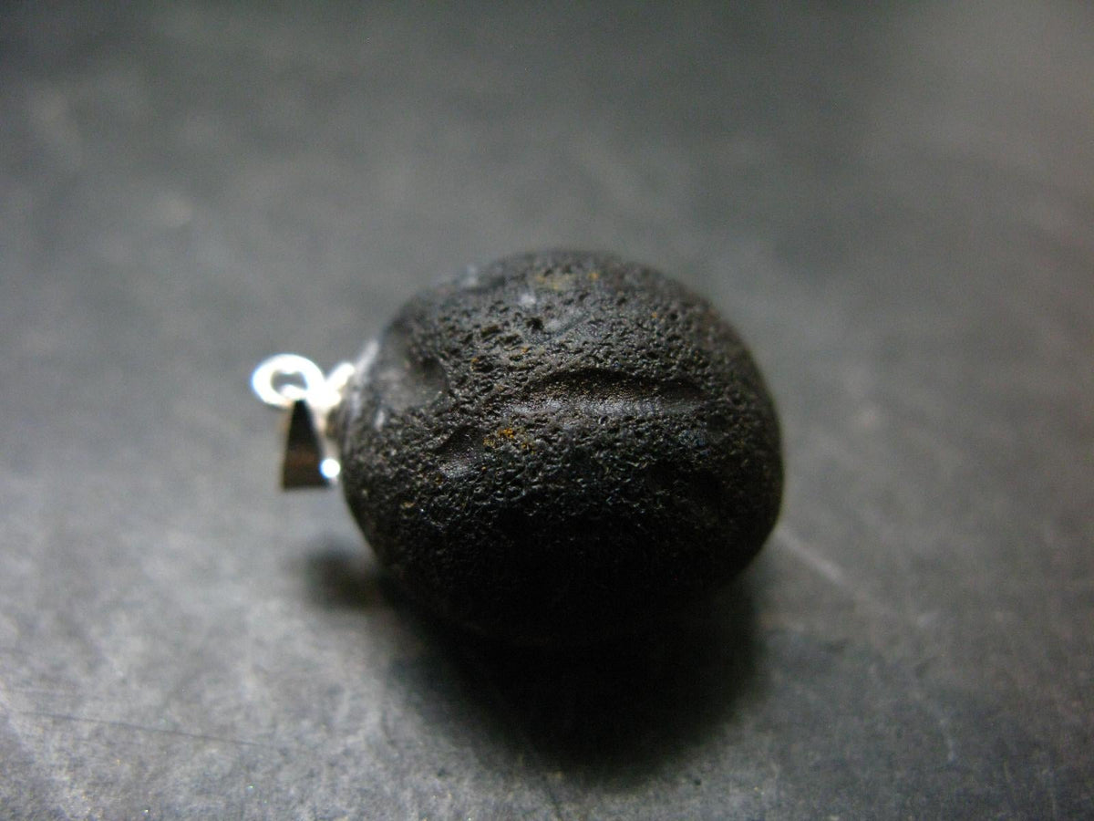 Colombianite Pseudotektite Silver Pendant from Colombia - 6.33 Grams - 1.0"