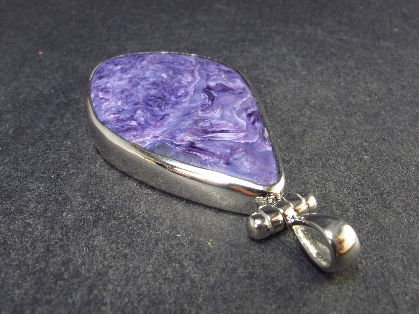 Lilac Stone!!! Stunning Silky Charoite Sterling Silver Pendant From Russia - 2.3" - 15.1 Grams
