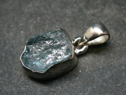 Fantastic Gemmy Aquamarine Crystal Silver Pendant From Brazil - 0.8"
