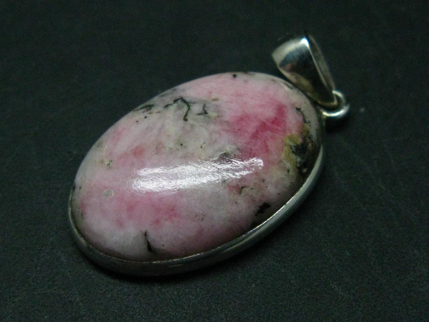 Rare Pink Tugtupite Sterling Silver Pendant From Greenland - 1.5" - 6.39 Grams