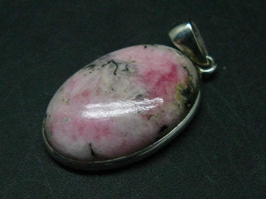 Rare Pink Tugtupite Sterling Silver Pendant From Greenland - 1.5" - 6.39 Grams