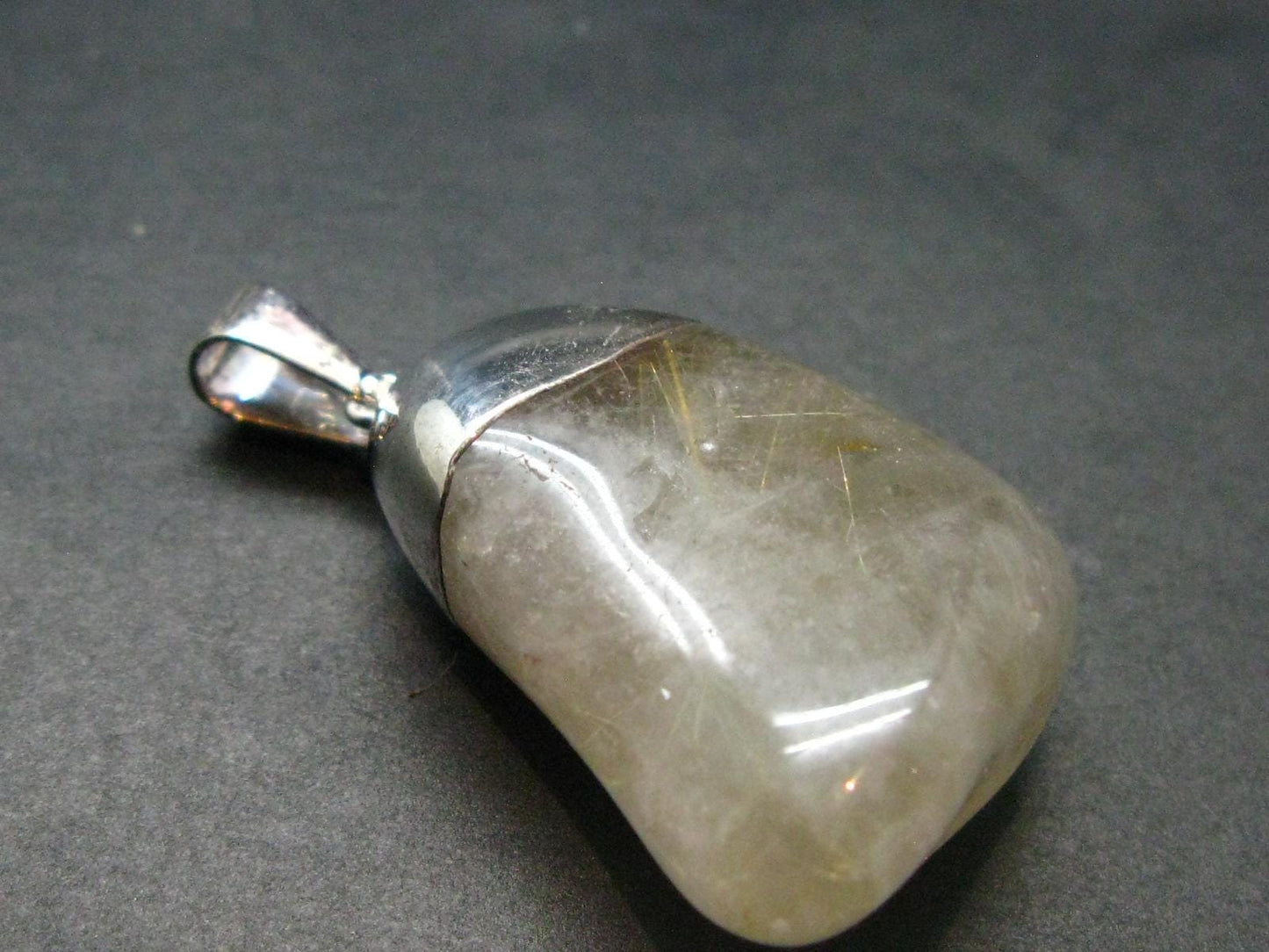 Rutilated Quartz Silver Pendant From Brazil - 1.5"