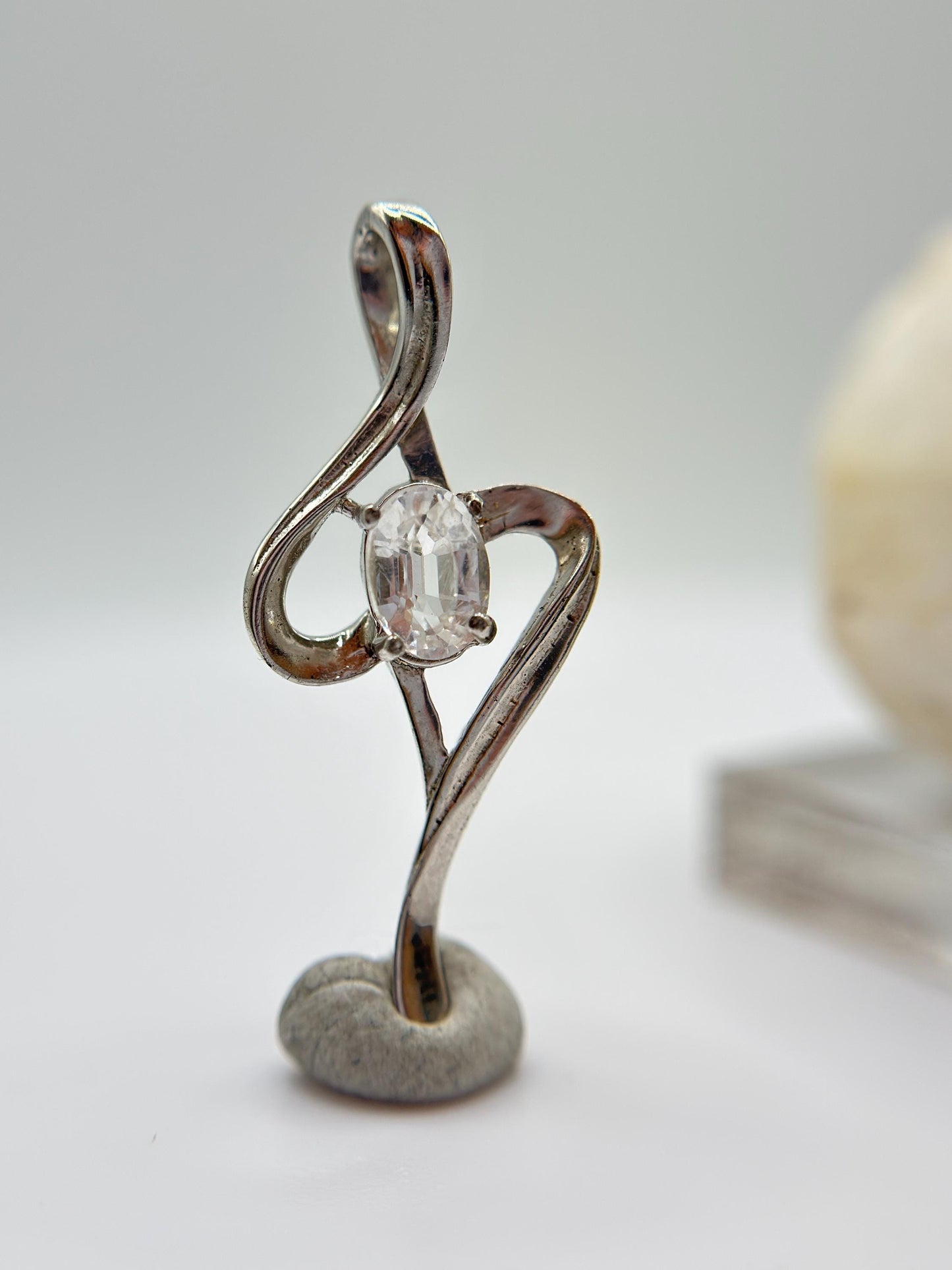 Rare Phenakite (Phenacite) Pendant, Artistic Sterling Silver Design - 1.05 Grams