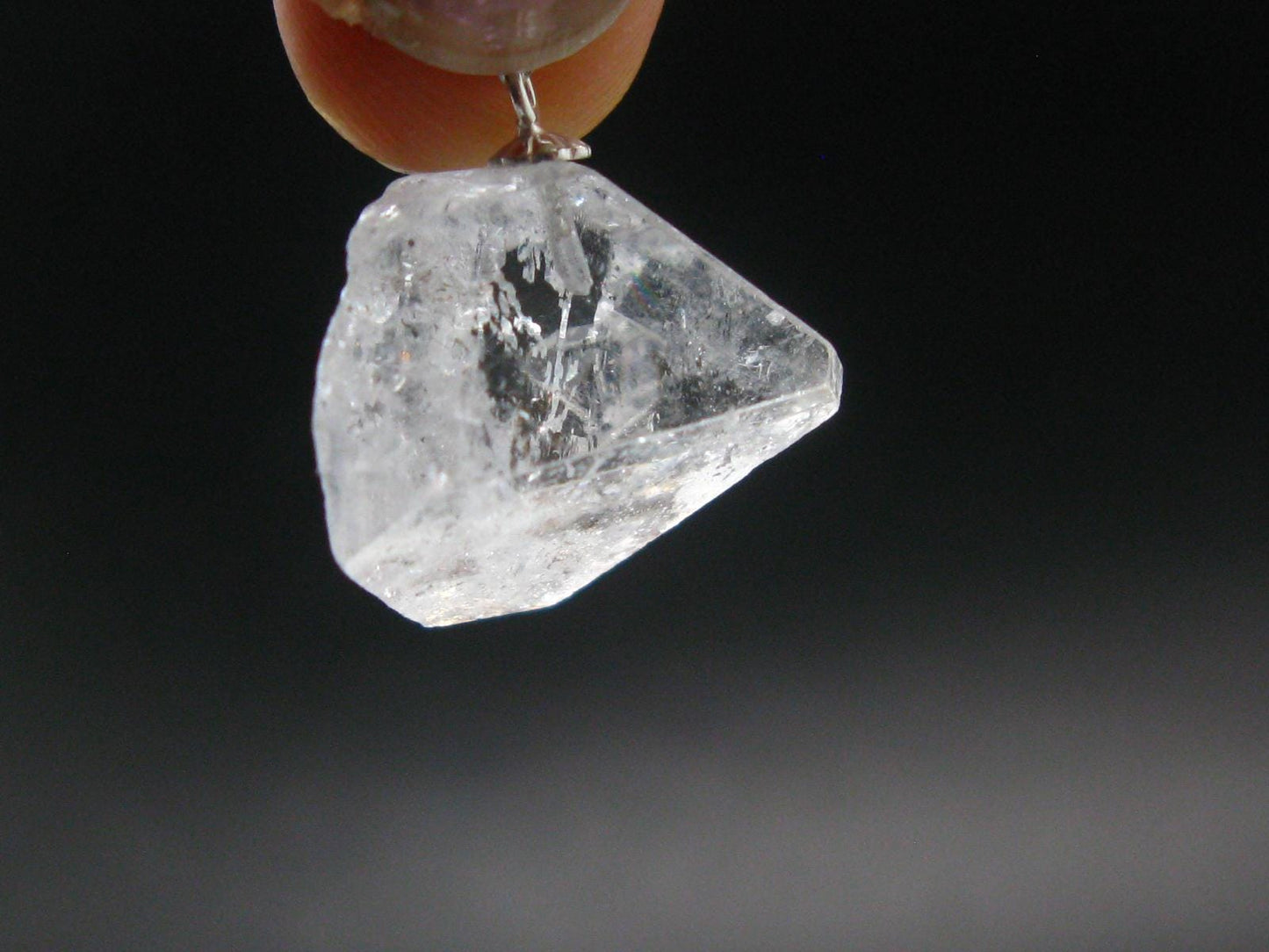 Clear Apophylite Apophyllite Crystal Silver Pendant From India - 1.0" - 5.21 Grams