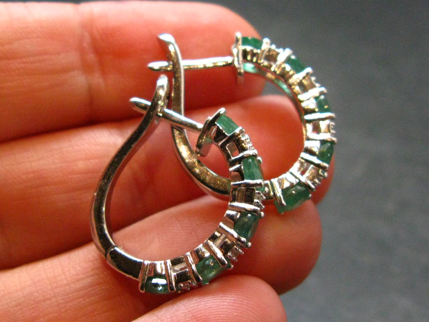 Gem Emerald Faceted Silver Earrings From Colombia - 4.33 Grams Total