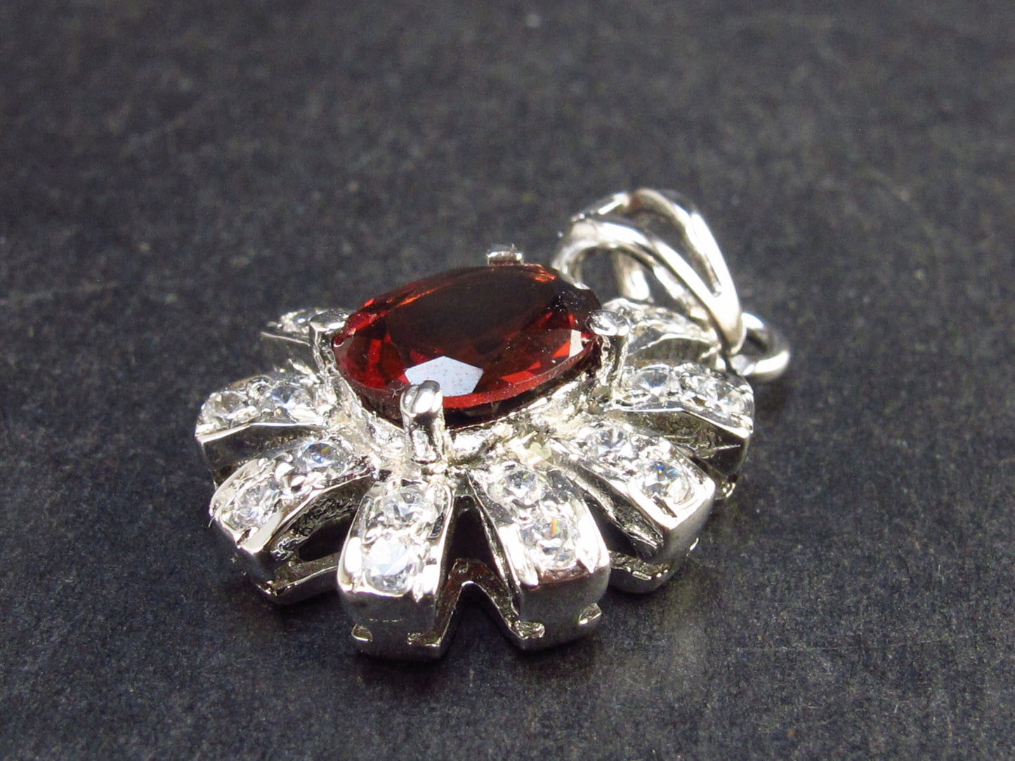 Natural Faceted Red Garnet Almandine 925 Silver Pendant - 1.0" - 4.1 Grams