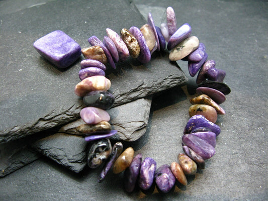 Charoite Genuine Bracelet ~ 7 Inches ~ 16mm Tumbled Beads