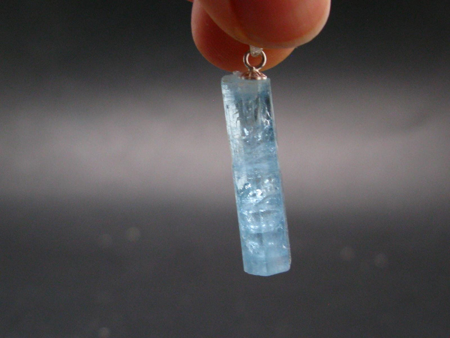 Aquamarine Crystal Silver Pendant From Vietnam - 1.3" - 2.44 Grams