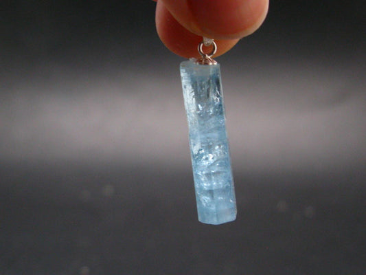 Aquamarine Crystal Silver Pendant From Vietnam - 1.3" - 2.44 Grams