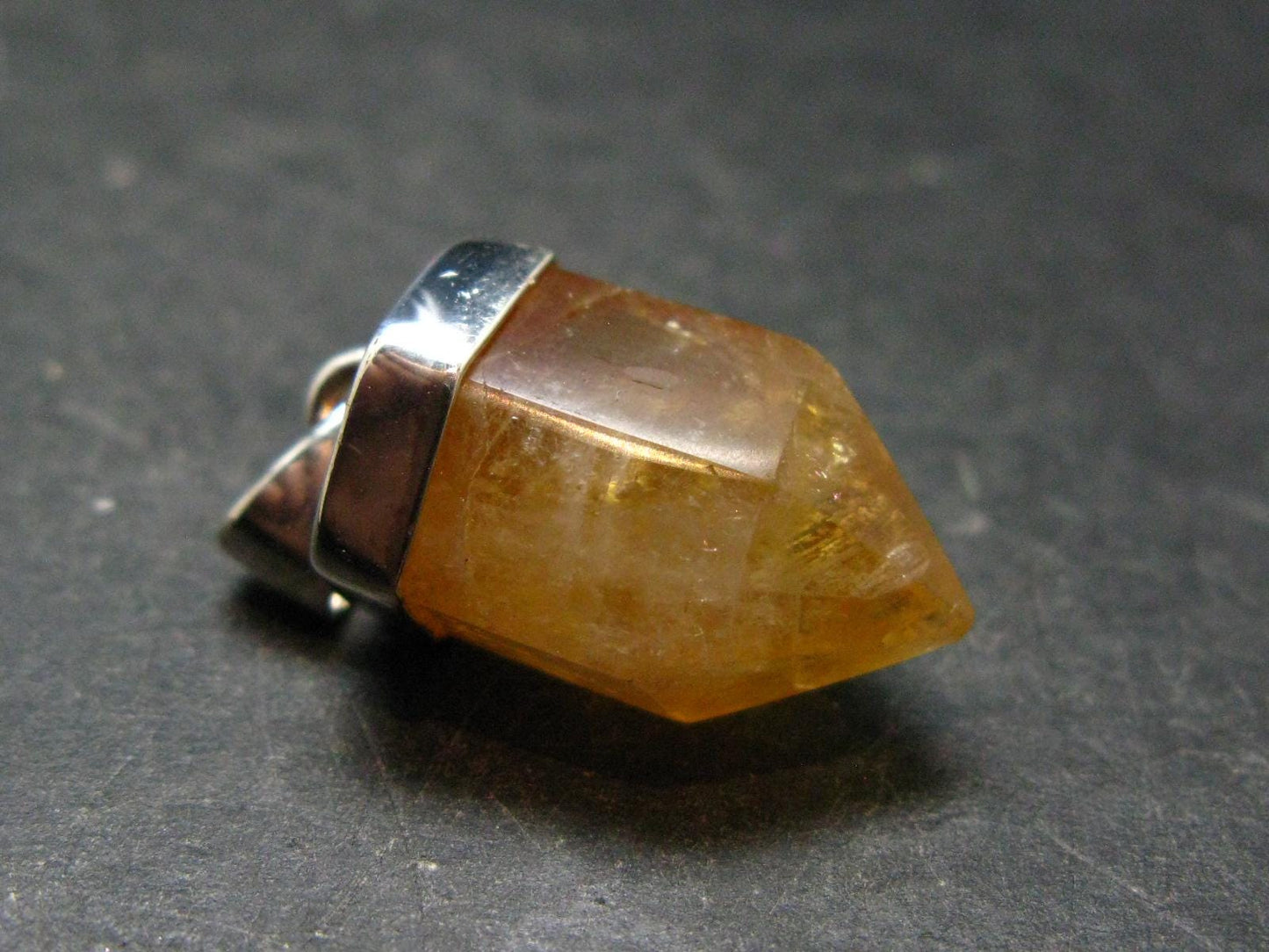 Yellow Citrine Sterling Silver Pendant from Brazil - 1.3" - 6.78 Grams