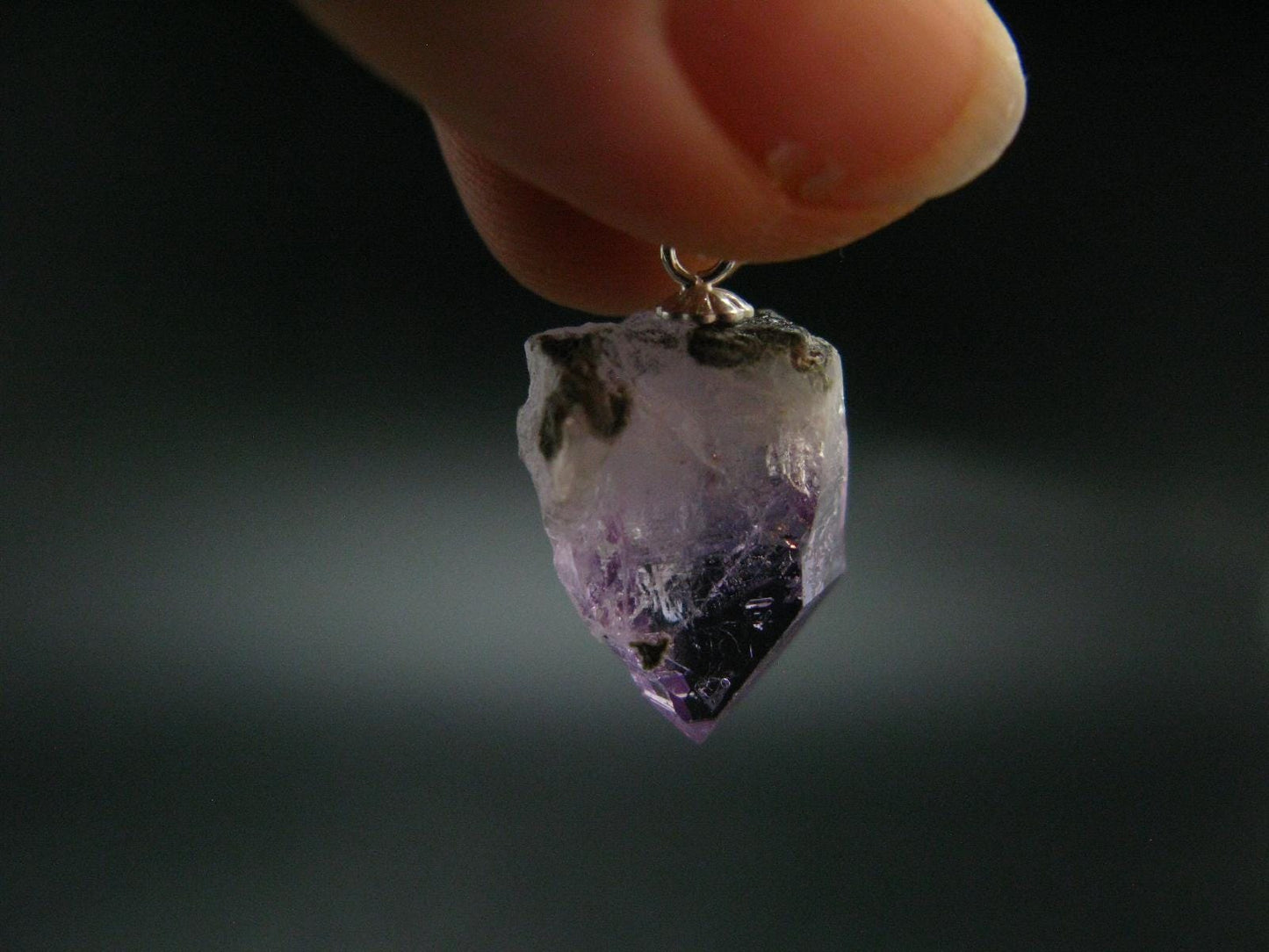 Vera Cruz Amethyst Silver Pendant From Mexico - 0.9" - 2.57 Grams