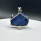 Raw Azurite Silver Amulet | Natural Blue Stone