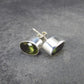 Facetted Moldavite Tektite Stud Earrings in Sterling Silver from Czech Republic - 2.38 Grams