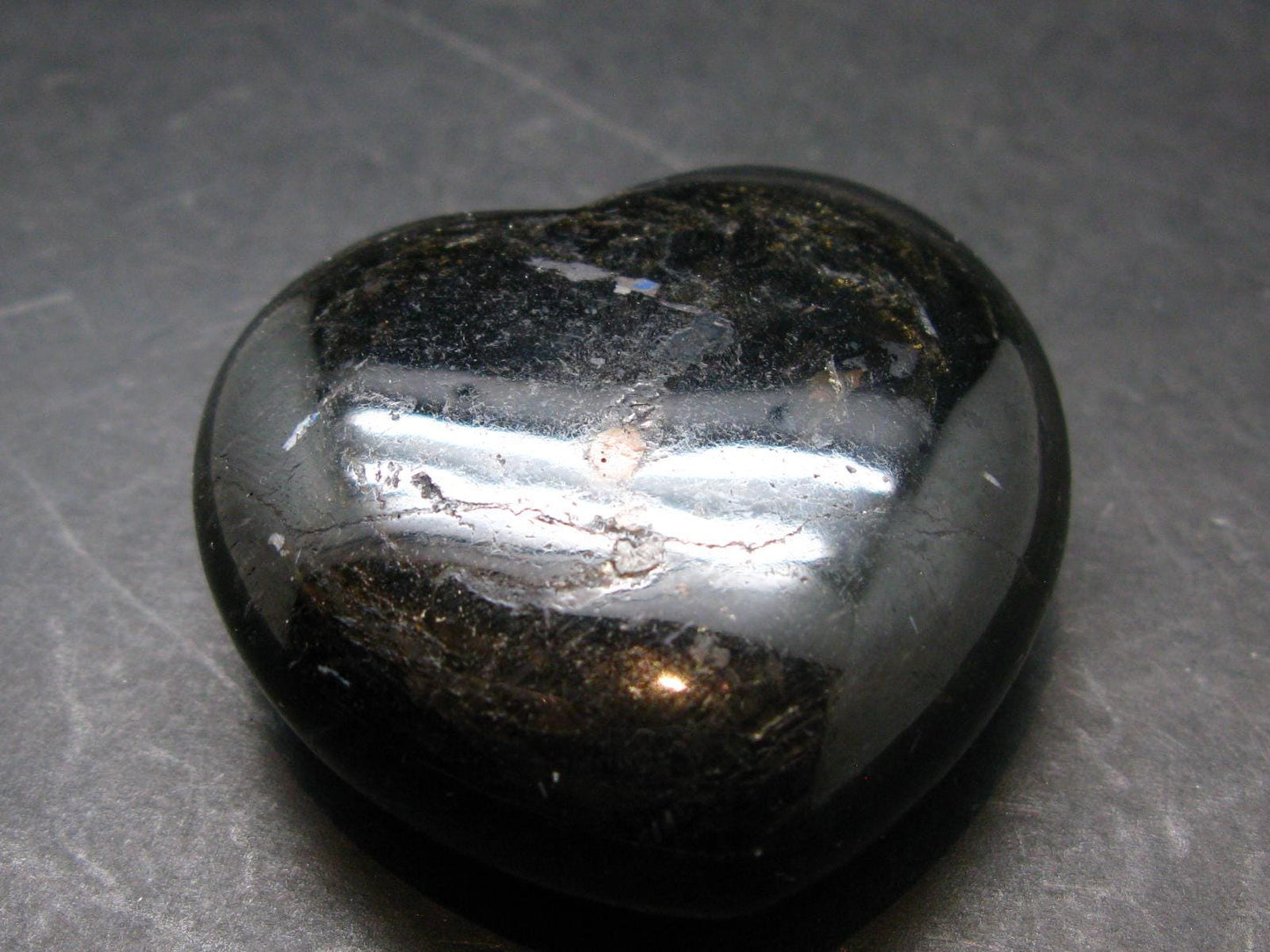 Large Nuumite Nuummite Polished Heart From Greenland - 92.68 Grams - 1.8"
