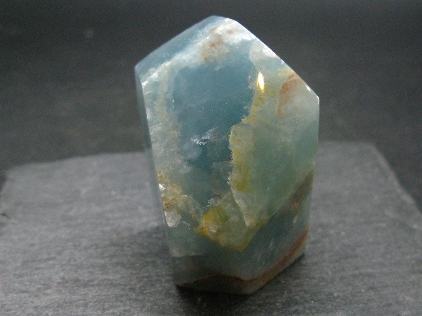 Aquatine Blue Calcite Tumbled Stone from Argentina - 1.7"- 67.40 Grams