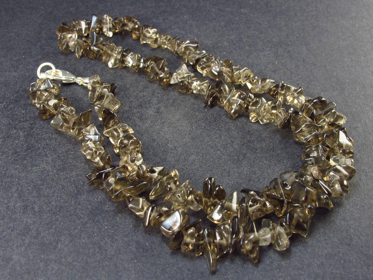 Lot of 3 Natural Tumbled Beads Smoky Quartz Necklaces from Brazil - 18"