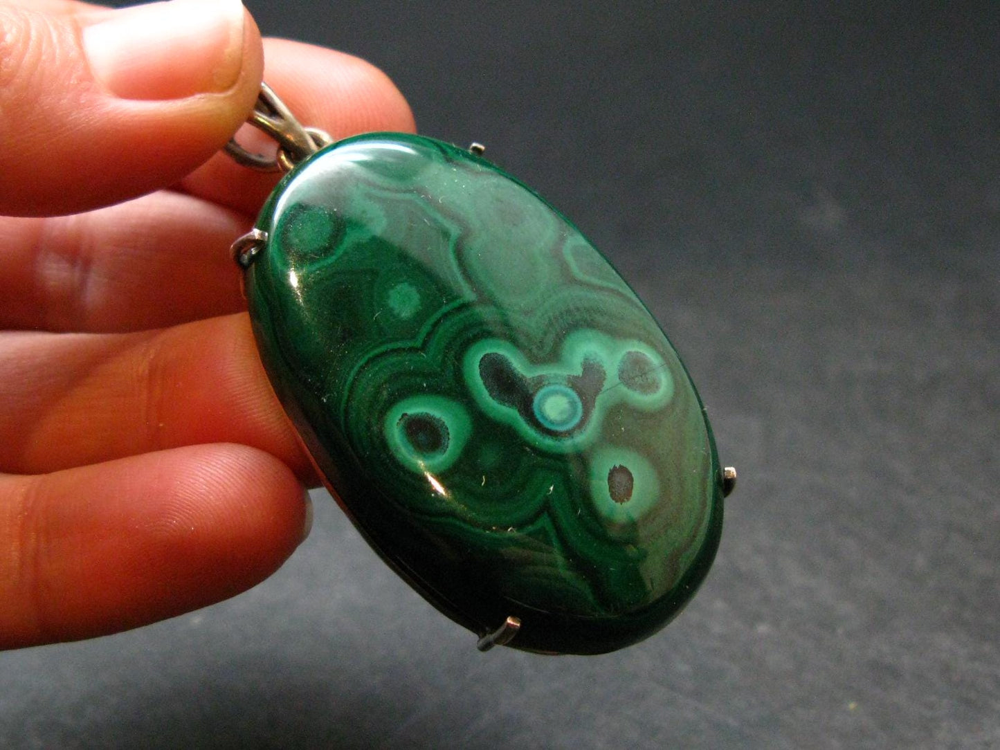 Queen of Green!! Genuine Vivid Vibrant Green Malachite Sterling Silver Pendant - 2.3" - 30.0 Grams