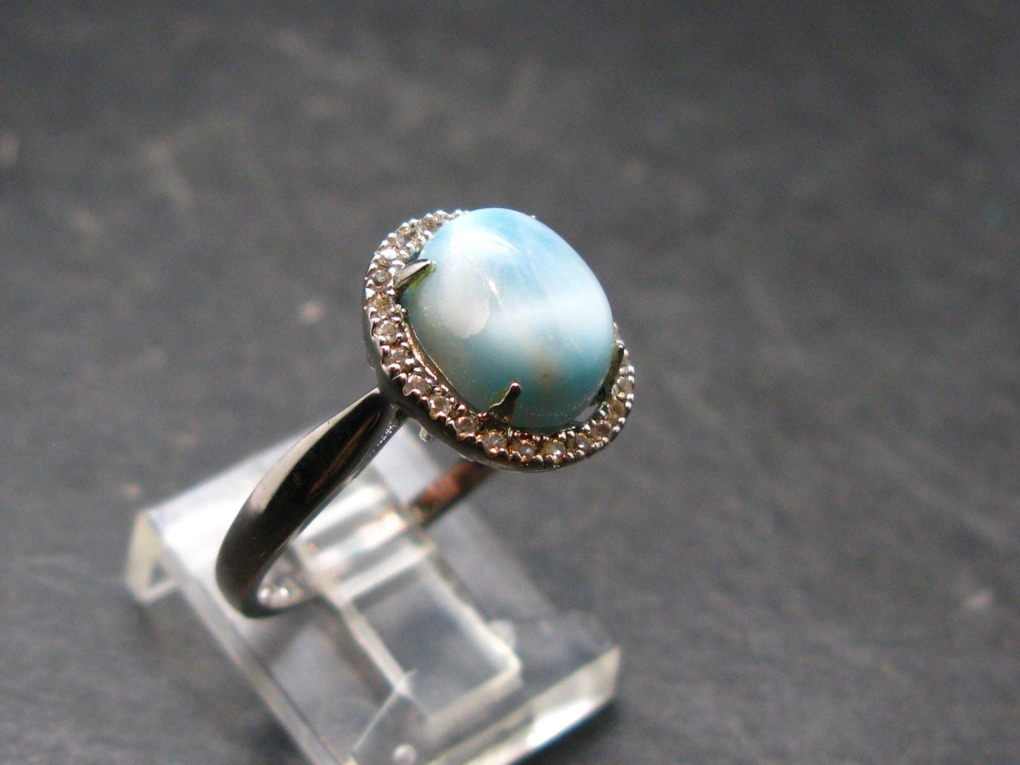 Larimar AAA Quality Sterling Silver Ring - Size 8.5 - 3.12 Grams