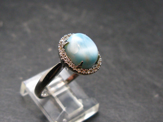 Larimar AAA Quality Sterling Silver Ring - Size 8.5 - 3.12 Grams