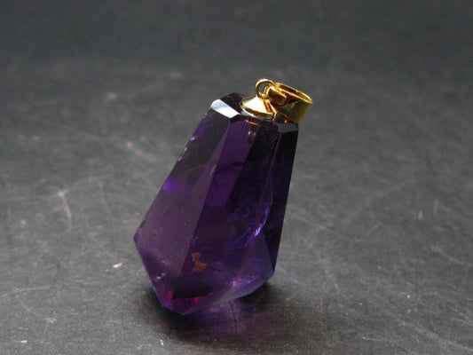 Amethyst Sterling Silver Gold Plated Pendant From Brazil - 1.5" - 12.11 Grams