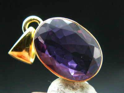 Amethyst Sterling Silver Gold Plated Pendant From Brazil - 0.9" - 2.61 Grams