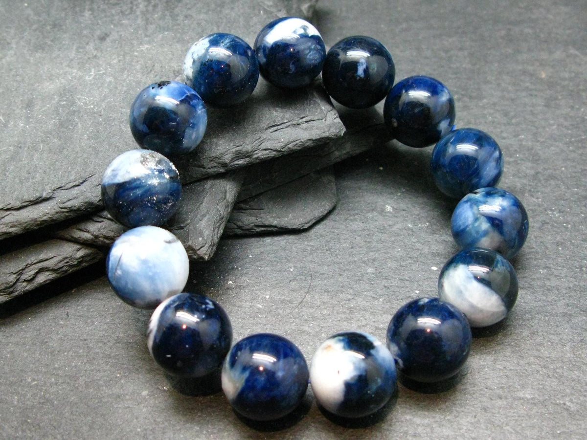 Dianite (Blue Jade) Genuine Bracelet ~ 7 Inches ~ 15mm Round Beads