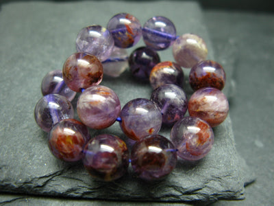 Cacoxenite in Amethyst Genuine Bracelet ~ 7 Inches ~ 10mm Round Beads