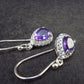 Orchid St. Valentine Gem!! Pear Shaped Faceted Natural Amethyst 925 Silver long Stud Earrings with CZ Accents from Brazil - 2.02 Grams