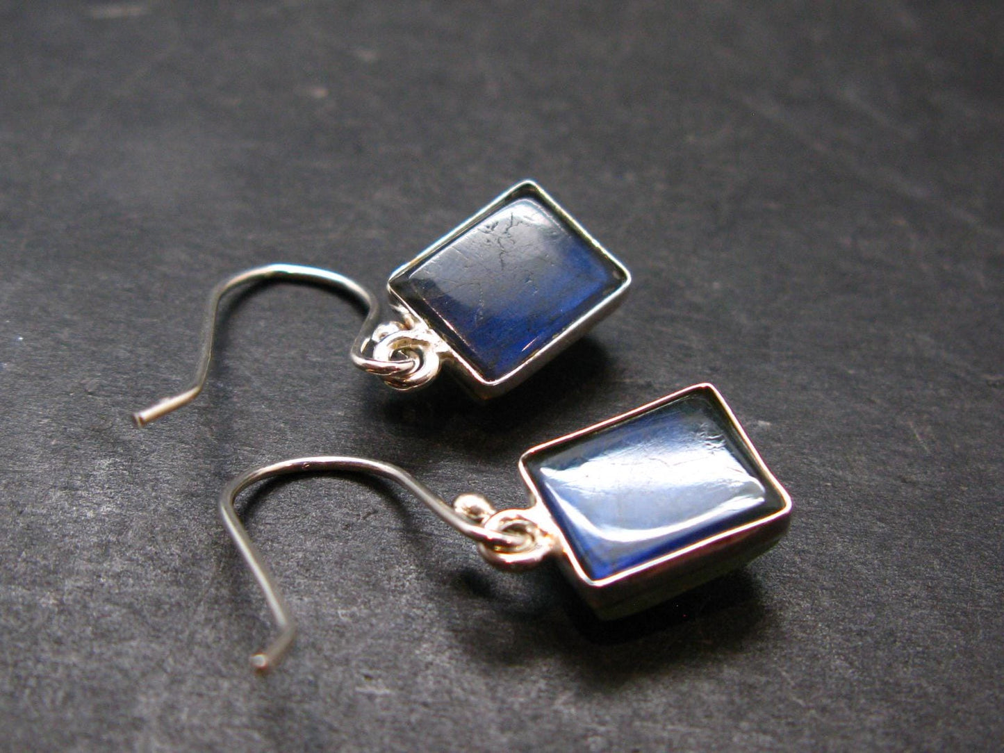 Blue Labradorite Silver Earrings From Madagascar - 3.21 Grams