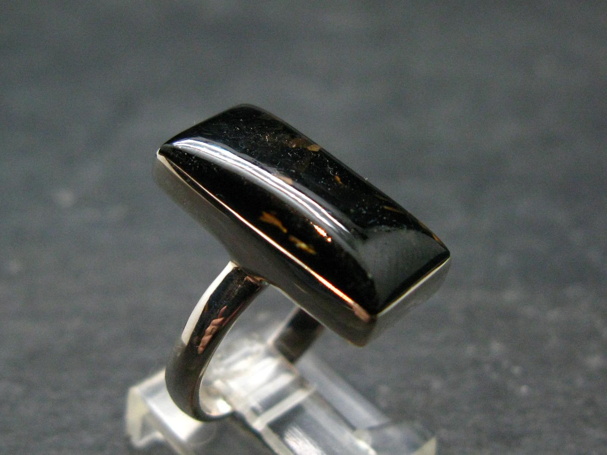 Real!! Very Rare Nuumite Nuummite Sterling Silver Ring from Greenland - 5.31 Grams - Size 7