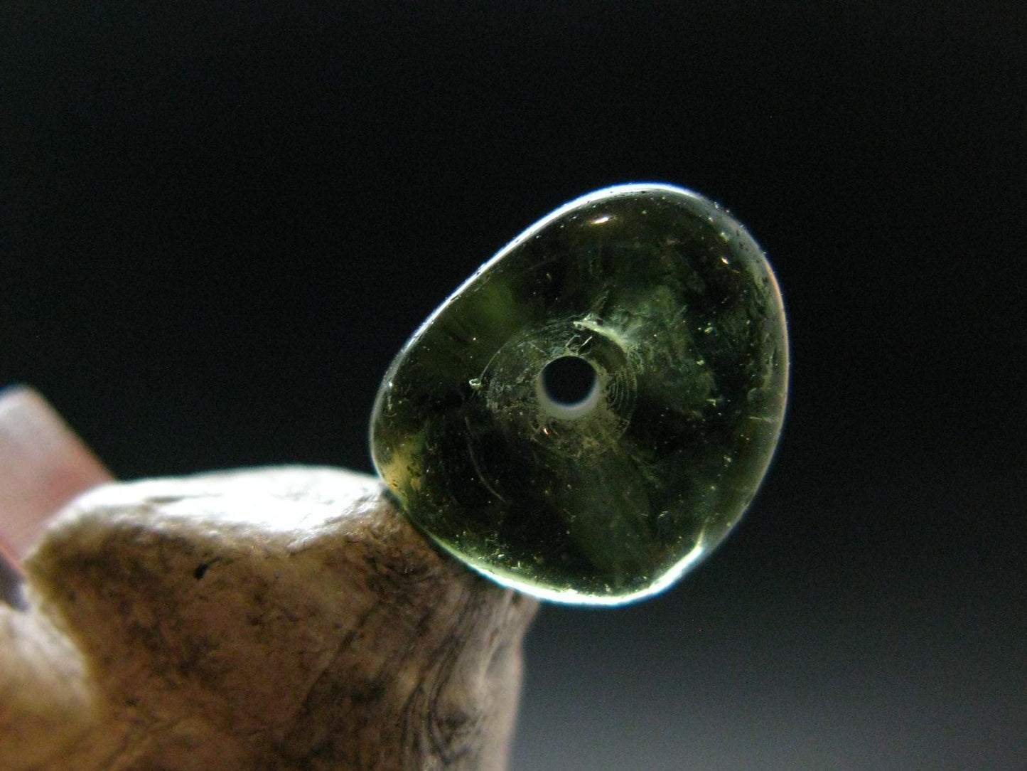 Moldavite Tektite Tumbled Bead from Czech Republic - 10 mm - 3.00 Carats