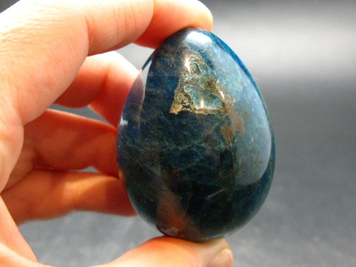 Large Neon Blue Apatite Egg from Madagascar - 103.0 Grams - 1.9"