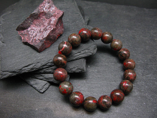 Cinnabar Genuine Bracelet ~ 7 Inches ~ 12mm Round Beads