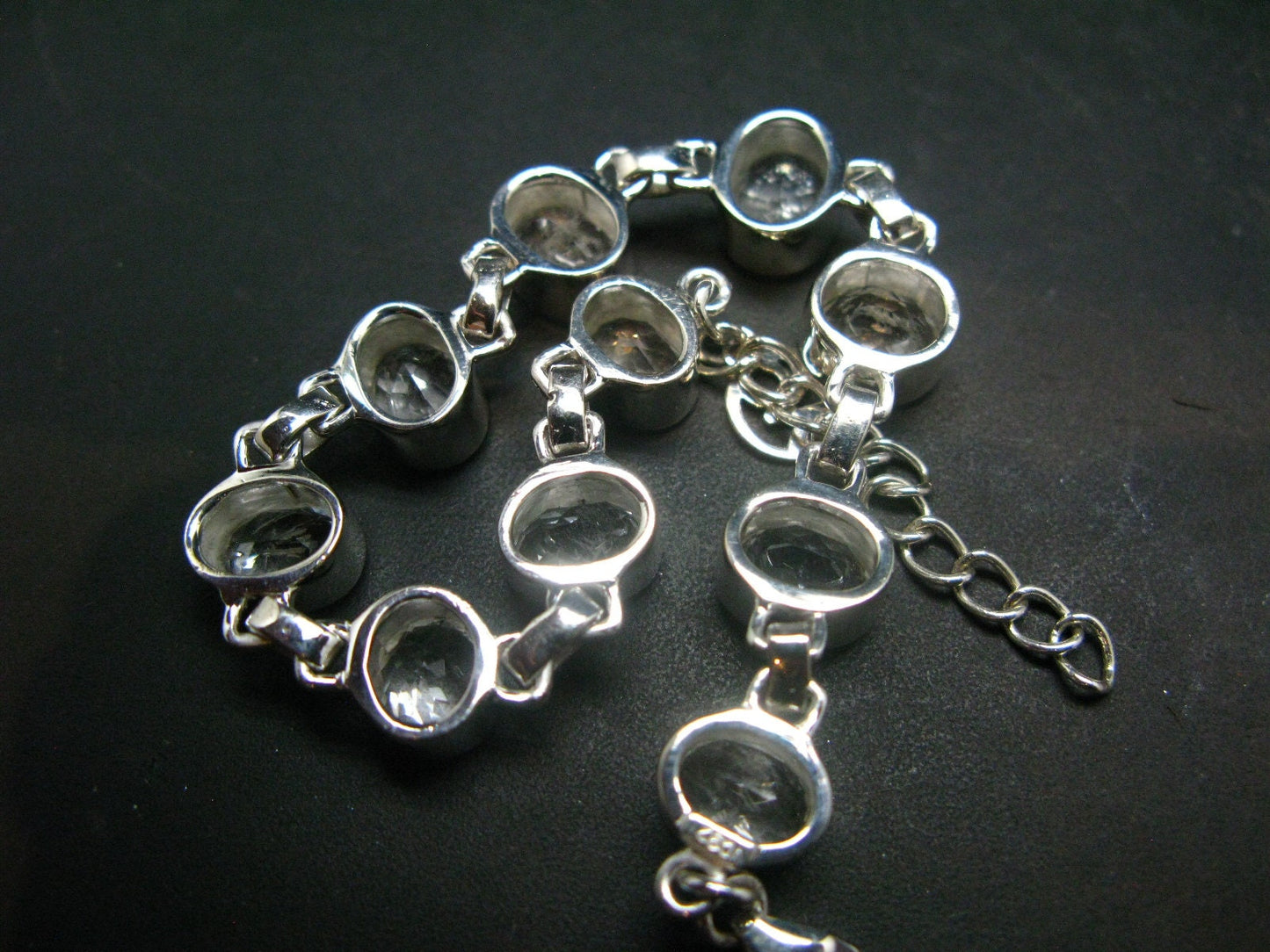 Phenakite Phenacite Cut Gem Silver Bracelet From Nigeria - 7" - 17.3 Grams