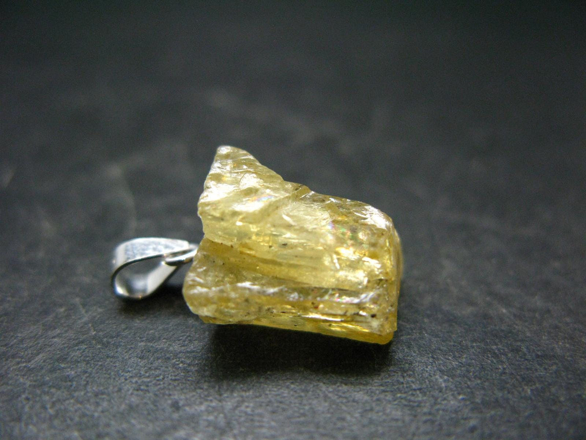 Heliodor (Yellow Beryl) Crystal Silver Pendant From Brazil - 0.8" - 1.83 Grams