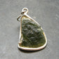 Moldavite Tektite Silver Clover Pendant from Czech Republic - 1.5" - 6.52 Grams