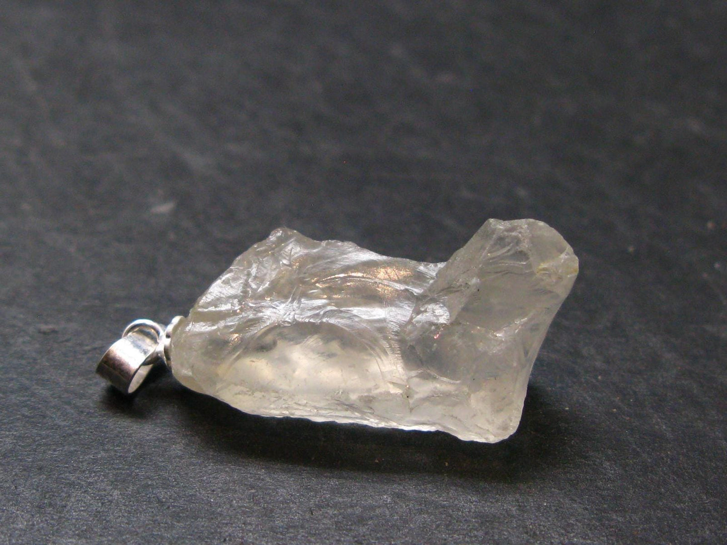 Clear Petalite Crystal Silver Pendant from Brazil - 1.3" - 3.63 Grams