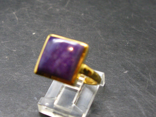 Sugilite Silver Gold Plated Ring From South Africa - 4.83 Grams - Size 8