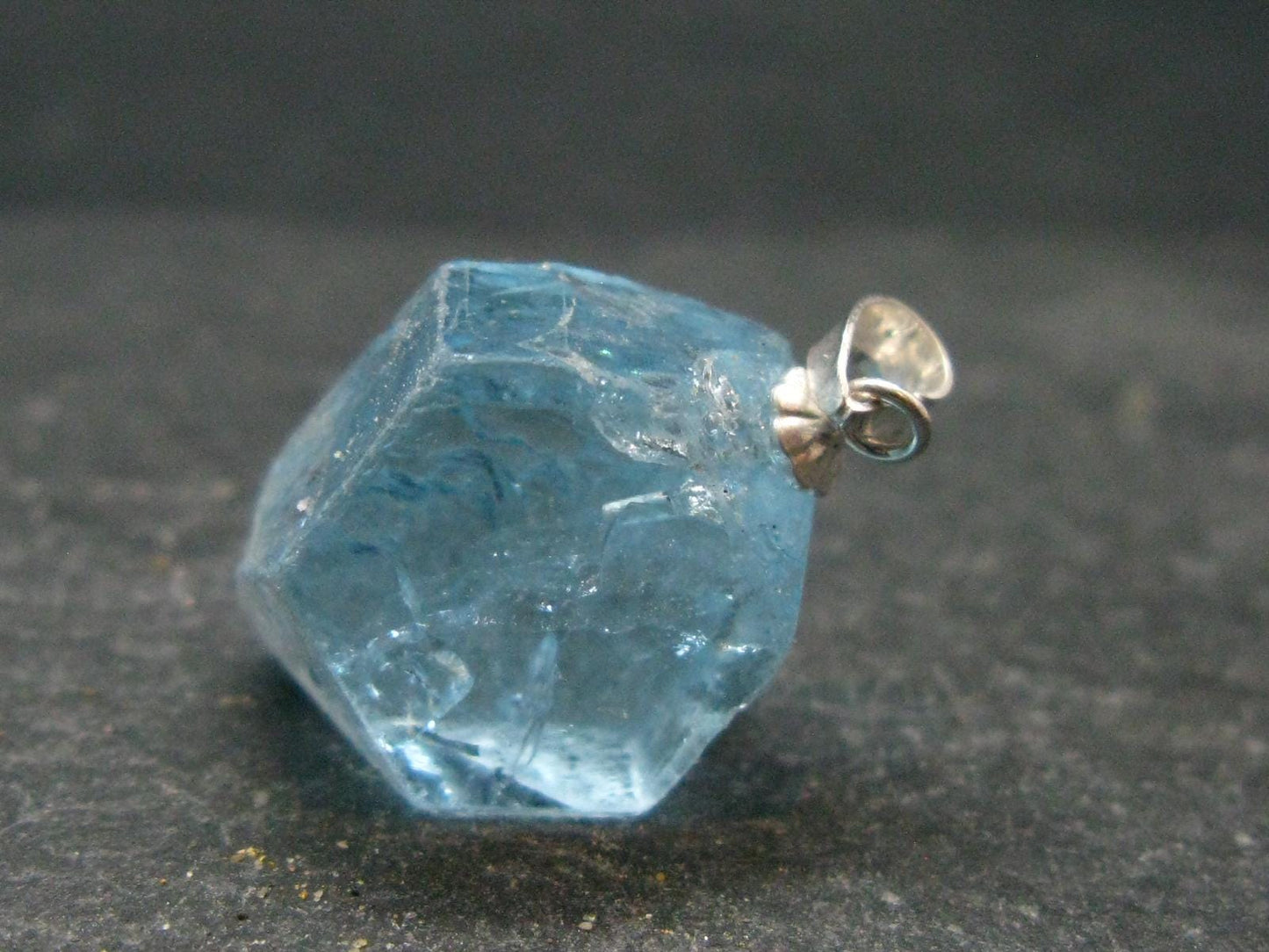 Natural Blue Topaz Crystal Silver Pendant From Russia - 1.0" - 28.10 Carats