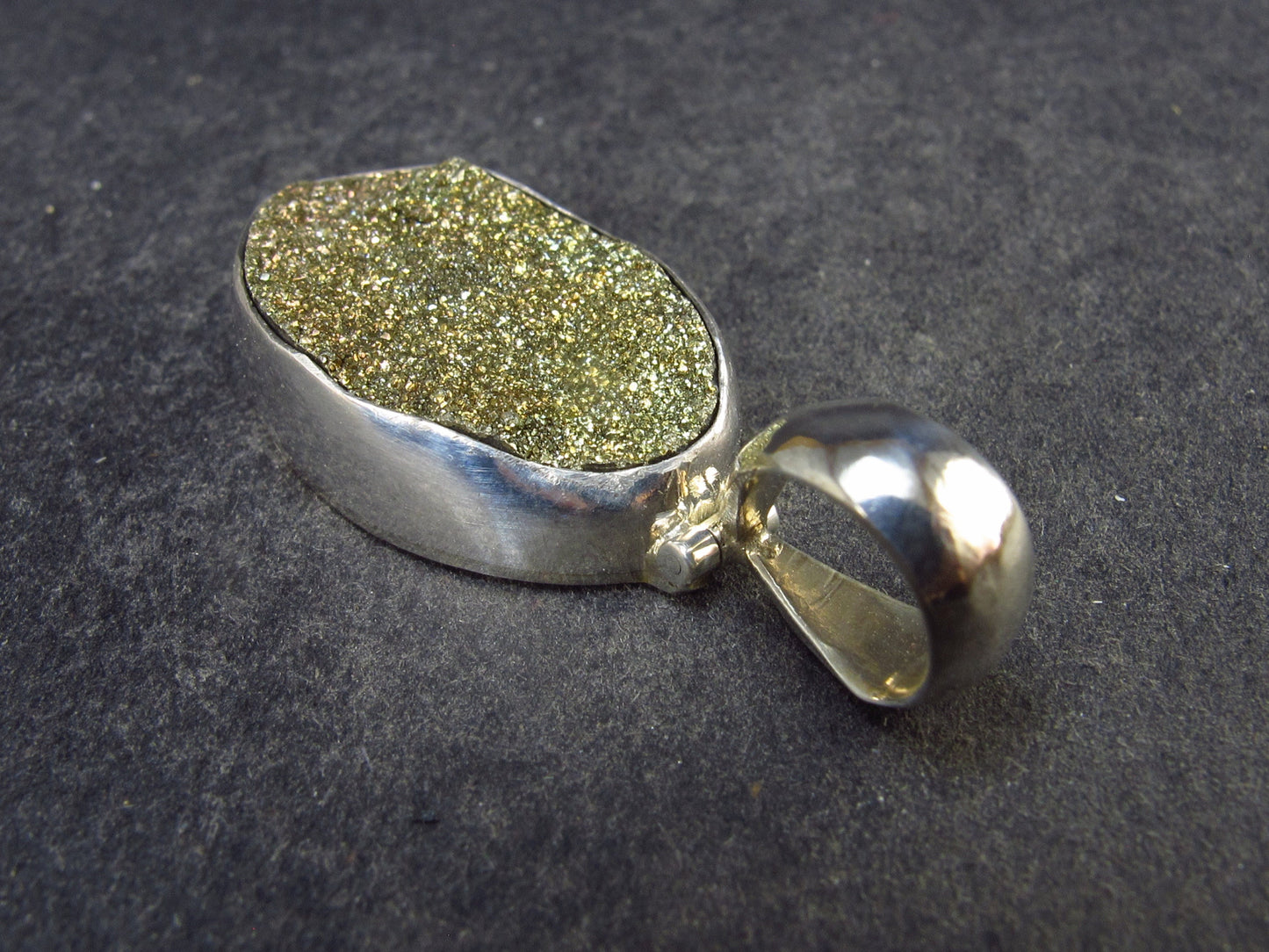 Perfect Pyrite Crystal Silver Pendant from Spain - 1.6" - 8.2 Grams