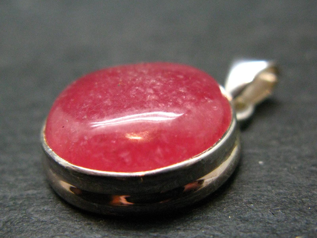 Rare Rhodochrosite Sterling Silver Pendant From Argentina - 1.1" - 7.09 Grams