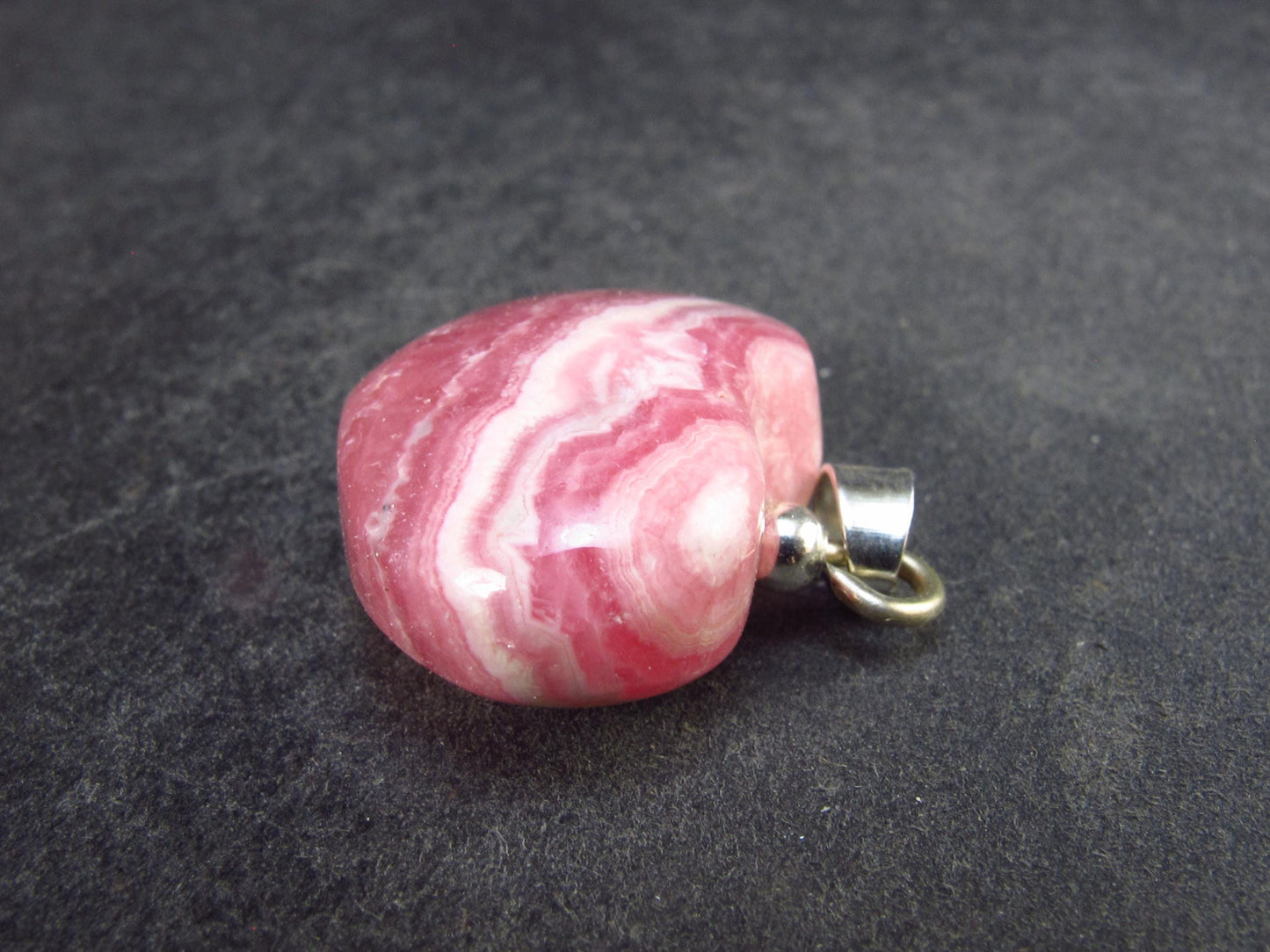 Rhodochrosite Heart Silver Pendant from Alma Colorado - 1.1" - 8.42 Grams