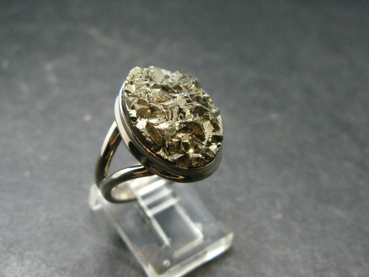 Large Raw Pyrite Silver Ring From Peru - 8.13 Grams - Size 8.25