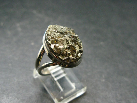 Large Raw Pyrite Silver Ring From Peru - 8.13 Grams - Size 8.25