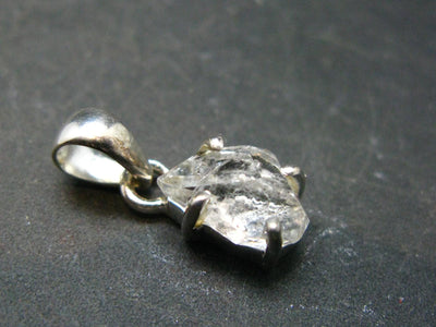 Fine Natural Herkimer Diamond Silver Pendant From New York - 0.8" - 1.68 Grams