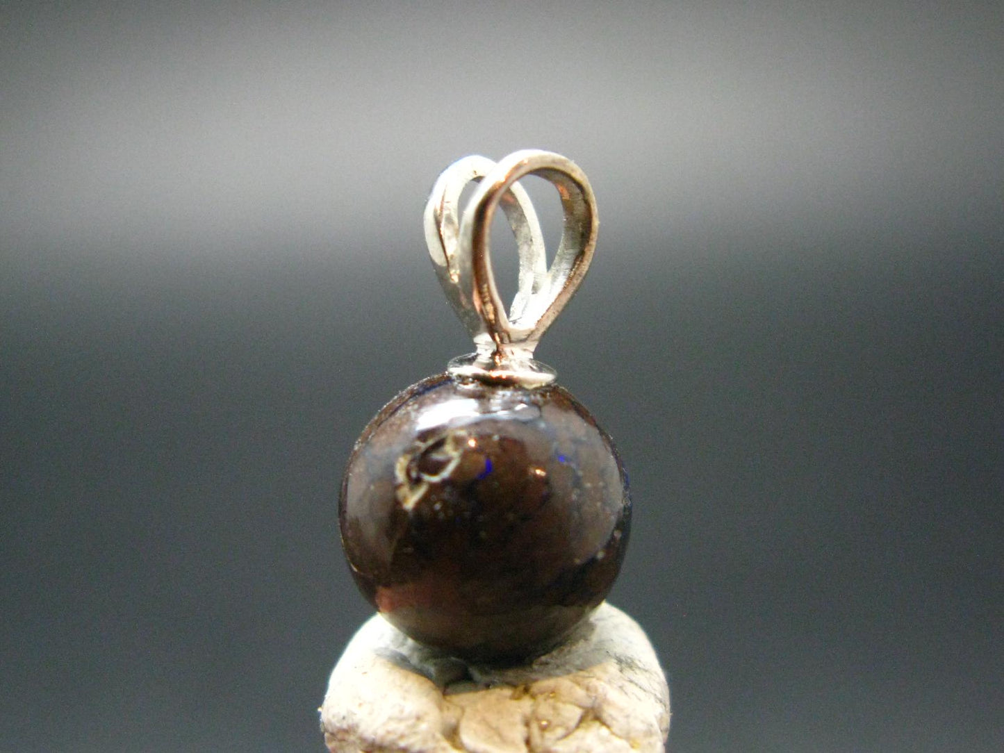 Rare Boulder Opal Silver Pendant from Australia - 0.6" - 1.74 Grams